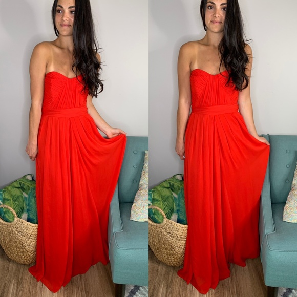Badgley Mischka Dresses & Skirts - Badgley Mischka Strapless Red Gown Evening Dress